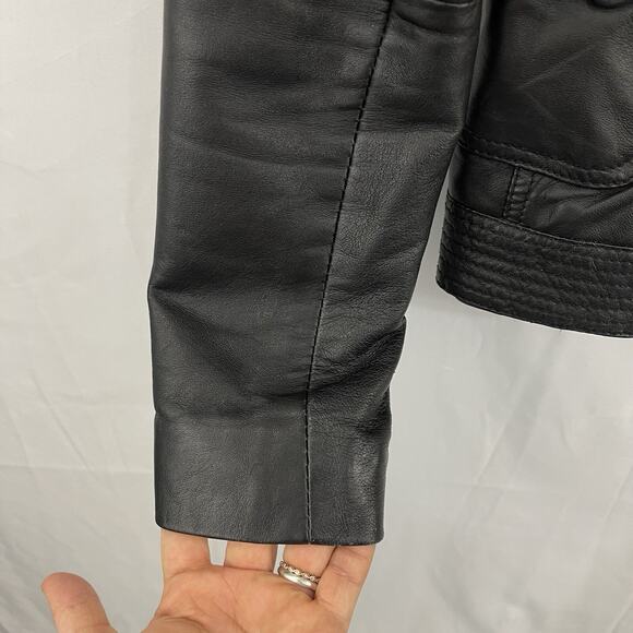 Michael Kors Womens Black Leather Jacket Size XS Classic Zip Up Party Evening - Picture 5 of 14